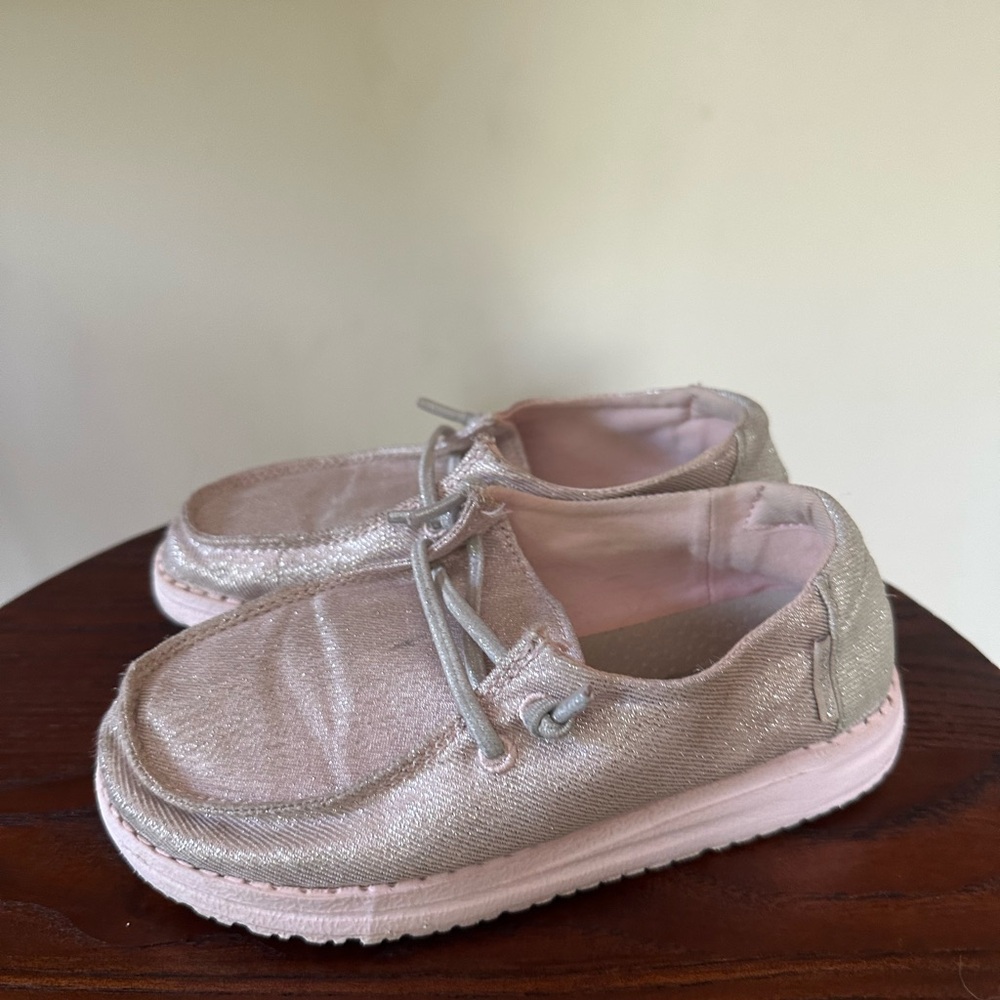 Kids Metallic Pink Loafers